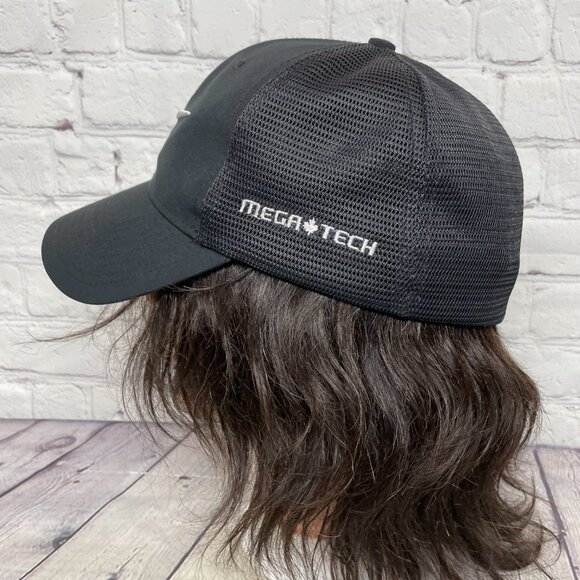 Nike Golf Hat Cap Mesh Stretch Fit Size M/L Black Embroidered Swoosh Mega Tech - Picture 2 of 9